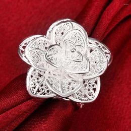 Cluster Rings 18K Gold 925 Sterling Silver Big Flower Ring For Women Fashion Party Wedding Fine Luxury Jewellery Brands Holiday Gift