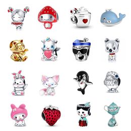 New Fashion Charm Original s925 Silver Strawberry Lucky Cat Beads Suitable for Original Women's Bracelet Jewelry Accessories Gift
