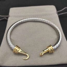 5mm Dy Bracelet Cable Bracelets Luxury Designer Jewellery Women Men Silver Gold Pearl Head x Shaped Cuff David y Jewelrys Christmas Gift Charm {category}