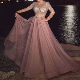 Urban Sexy Dresses New Elegant Fashion Womens Pink Long Sleeve Sequins Sexy Luxury Dress Wedding Party Bridesmaid Guest Long Dress Celebrity host L240309