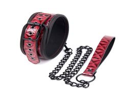 Adult Products Crocodile Skin Necklace Fetish Bondage Sex Neck Collar Sexual Game Hogtie Strap Mental Chain Dog Slave Torques Erot8887992