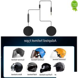 Car Other Auto Electronics New Motorcycle Helmet Headset Dual Speakers Braided Earbud Headphones Flat Headband Earphones 3.5Mm Stereo Dhirw