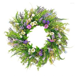 Decorative Flowers 53cm Handmade Summer Wreath Indoor Artificial Silk Flower For Decorating Any Outdoor Gathering Party