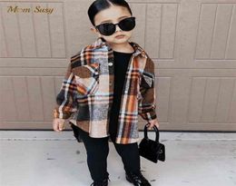 Fashion Baby Girl Plaid Shirt Jacket Cotton Warm Child Thick Loose Outfit Oversized Winter Spring Fall Clothes 314Y 2108026395716