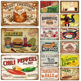 Metal Painting Wall Art Decor Fast Food Metal Sign Plaque Vintage Tin Sign Iron Painting For Party Area Kitchen Shop Restaurant Cafe Diner Bar T240309