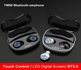 TWS original TW 90 50 Bluetooth headset 3D stereo music LED display wirelessheadset waterproof touch sports earbuds93815892491023