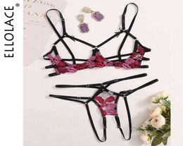 Ellolace Lip Embroidery Sexy Erotic Lingerie Hollow Out Porn Exotic Costumes For Bras Set Clothes 2112295286869