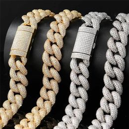 18mm Cubic Zircon 5rows Cubans Link Necklace Gold Plated Luxury Brass Micro Paved CZ Cuban Chain 16 18 20 22 24 26inch204f