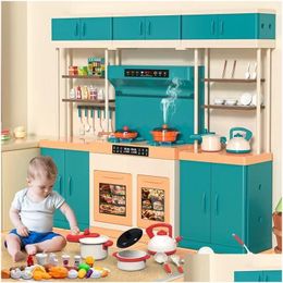Kitchens & Play Food Kitchens Play Food Children Simation Kitchen House Toy Deluxe Cooking Toys With Light Sound Effects Spray Kitchen Dhpx7