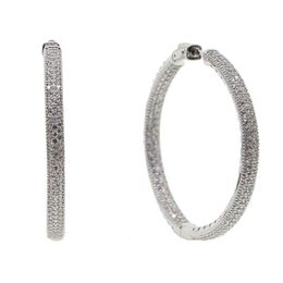 new micro pave cz big hoop earring 25mm 50mm 2 sized fashion Jewellery cubic zirconia shiny silver plated classic jewelry251D