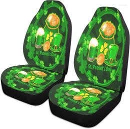 Car Seat Covers Universal Front Seats St. Patrick Day Hat Beer Glass Coin And Money Bag Decorations Interior Protector