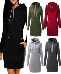 QNPQYX Hooded Long sleeve Hoodies Dress Vintage Casual Loose drawstring Hoodies Ladies Cotton Pockets Baggy zipper Hooded Pullover6833076