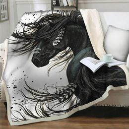 Throw Blanket Galloping Horses 3D Printed Plush Bedspread For Kids Sherpa Home Couch Quilt Cover Fleece Blankets250T