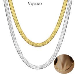 Width 4mm Stainless Steel Flat Necklace For Women Gold Filmy Snake Chain Choke Ladies Gift Jewelry Various Length Whole Chains335g