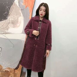 Off Season Wool Particle Fleece Jacket, Medium Length Lace Up Fur Coat For Women, Plus One 473250