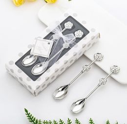 50Pcs25Setslot Flower Wedding souvenirs favors of Rose Coffee Spoon For Bridal Shower Party guest gifts6144133