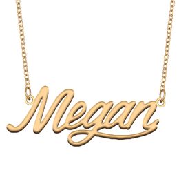 Megan Name Necklace Pendant for Women Girls Birthday Gift Custom Nameplate Kids Best Friends Jewellery 18k Gold Plated Stainless Steel