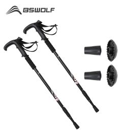 BSWolf 2pcs/lot Outdoor Anti Shock Nordic Walking Sticks Ultra-light Telescopic Trekking Hiking Poles 240306