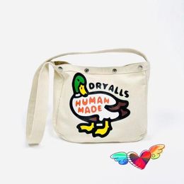 Backpack 2021 HUMAN MADE Backpacks Men Women High Quality Red Heart Green Headed Duck Graghic Bags Hasp Canvas Bag185q