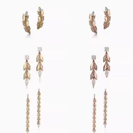 T Design climber stud earrings Charm convertible vine drop Love earrings 925 sterlling silver 18k gold plated Jewellery Luxury Brand327E