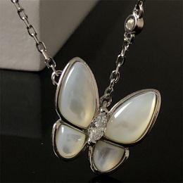 Necklaces designer two butterfly accessories pendant luxury necklace for women long classical plated gold white shell pendant necklace wedding gift zl133 F4