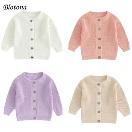 Blotona Bair Boys Girls Cardigan Autumn Spring Cotton Sweeter Top Children Children Clothing Button Up Knitwear Jacket 240301