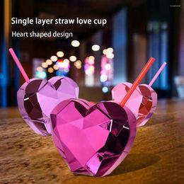 Water Bottles Food Grade Fashion Kids Training Cup With Straw Dust-proof Heart Mug Leak-proof Birthday Gift