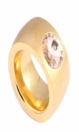 Wedding Rings Exaggerate Big Heavy Clear Crystal GoldColor Stainless Steel For Women Or Man True Love Ring7172567