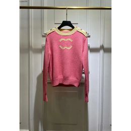Women's Sweaters 2024 European Designers Design Pink Contrast Cashmere Sweater