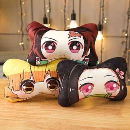 Devil's Blade Anime Car Neck Pillow Demon Slayer Kimetsu No Yaiba Manga Tanjirou Nezuko Cartoon Cute Cushion Pillow Decoratio227r