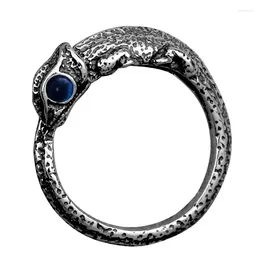 Cluster Rings 925 Silver Lizard Ring For Men Jewelry Fashion Crystal Eye Chameleon Animal Shaped Male Finger Accessories Adjustable