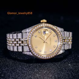 2023 clássico hip hop jóias banhado a ouro pave iced out vvs moissanite diamante à prova dwaterproof água relógios de quartzo masculino