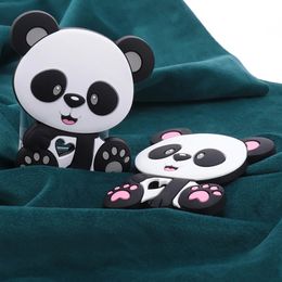Silicone Teether 10PCS Panda Cartoon A Free Food Grade Pendant Teething Rattle for Baby Accessories Toys 240226