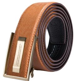 HiTie Mens Orange Brown Belt for Jeans Yellow Green Blue Leather Belts Fashion Cowboy Genuine Strap 240309