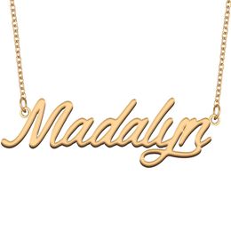 Madalyn name necklaces pendant Custom Personalized for women girls children best friends Mothers Gifts 18k gold plated Stainless steel