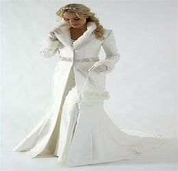 Custom Made Women Wedding Jacket Outside Coat Slim With Fur Adorned Long Plus Size6955209