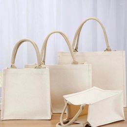 Shopping Bags Canvas Portable Tote Eco-Friendly Handbags Grocery Burlap Fabric Bag Coated Cotton Storage Cloth For Gift
