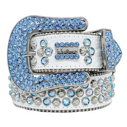 Designer Bb Simon Belts for Men Women Shiny diamond belt Black on Black Blue white multicolour with bling rhinestones as gift247N