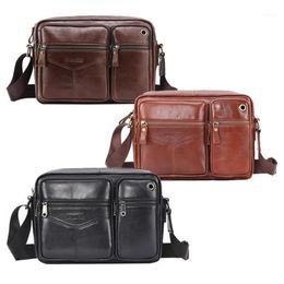 Briefcases PI UNCLE Leather Retro Men's Shoulder Messenger Bag Briefcase Multi-Pocket Handbag Bag1198v