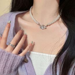 Viviennes Westwoods Saturn Pearl Necklace Choker Collar Chain Sweet Cool Jewellery Accessories