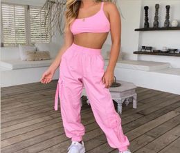 Women Suits Set Summer Sling Slim Tops Sexy Loose Women039s Motorcycle clothing Slinglong Pants 2 Piece Suits6736704
