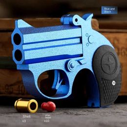 Gun Toys Mini Deringer Launcher Shell Ejection Manual Pistol Soft Bullet Toy Gun Portable Keychian Pendant for Children Gift T240309