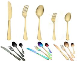 5 Colors highgrade gold cutlery flatware set spoon fork knife teaspoon stainless dinnerware sets kitchen tableware set 10 choices8726667