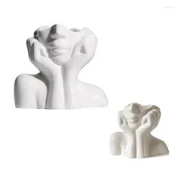 Vases Ceramic Face Vase White Flower Set Kit For Decor Female Form Art Modern Decorative Centrepiece
