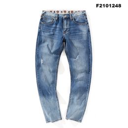 Spring and summer new gradually washed jeans, men's distressed high-end men's pants trend