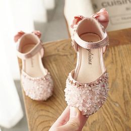 Summer Kids Shoes for Girl Sandals Fashion Sequins Cute Bow Little Girl Shoes Flat Heels Princess Shoes SM004 240307