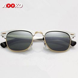 Luxury- Sunglasses for Men Sports Sunglasses Soscar 3507 Aluminum Magnesium Frame Green Classic G-15 Lenses with Original Leather 285P