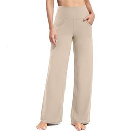 Yoga Pants with pockets New Straight Leg Womens Sports Casual Wide Leg Long Pants Designer women's sports pants Jogging suit 05F1