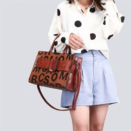 Bags Vintage 3 Sets Leather Letter Big Belt Buckle Handbags Designer High Quality Shoulder Crossbody for Women Tote Bag256l