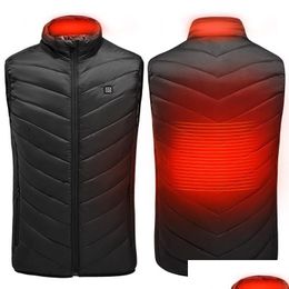 Jaquetas masculinas Colete Aquecido Elétrico Homens Mulheres Jaquetas Aquecimento Colete Térmico Roupas Quentes Usb Outdoor Winter Jacket Drop Delivery A Dhbtr